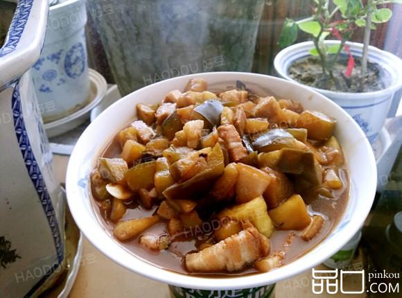 烧肉炒茄子