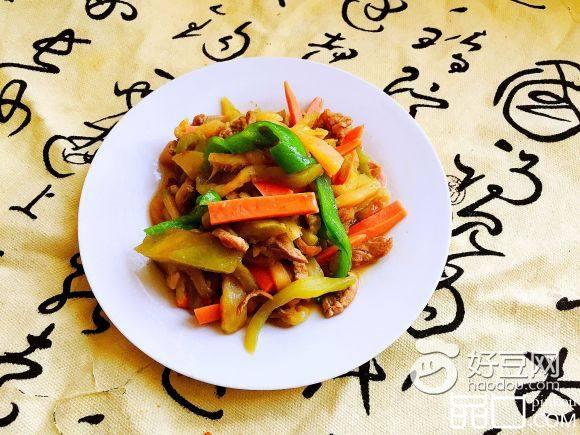 火腿肠肉丝炒茄子