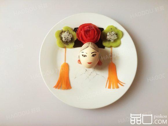 餐盘画：满族头饰