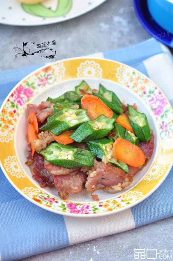 秋葵炒腊肠#本味家乡