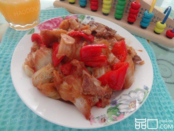 红椒肉片炒白菜