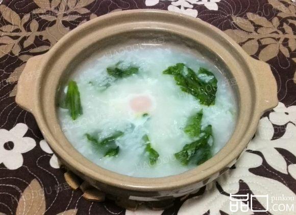 生菜窝蛋砂锅粥