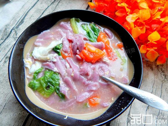 西红柿鸡蛋紫薯刀削面