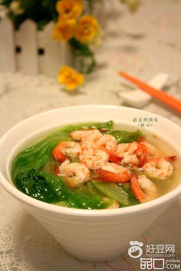 鲜虾生菜汤