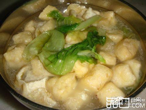 豆腐泡生菜汤