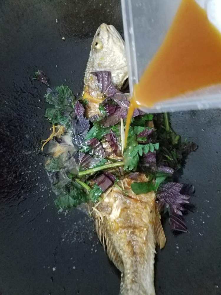 紫苏焖鲈鱼步骤7