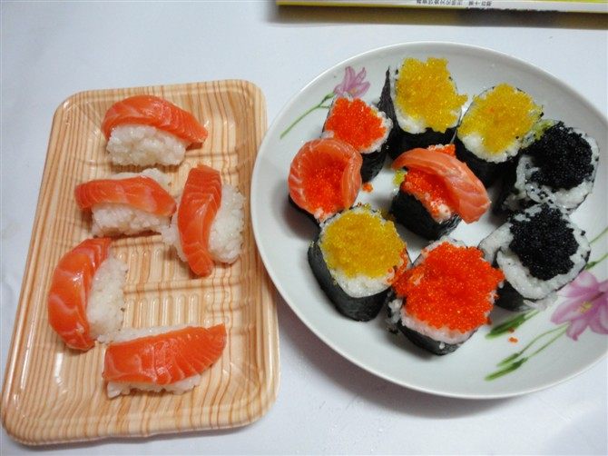 三文鱼.蟹籽寿司步骤11