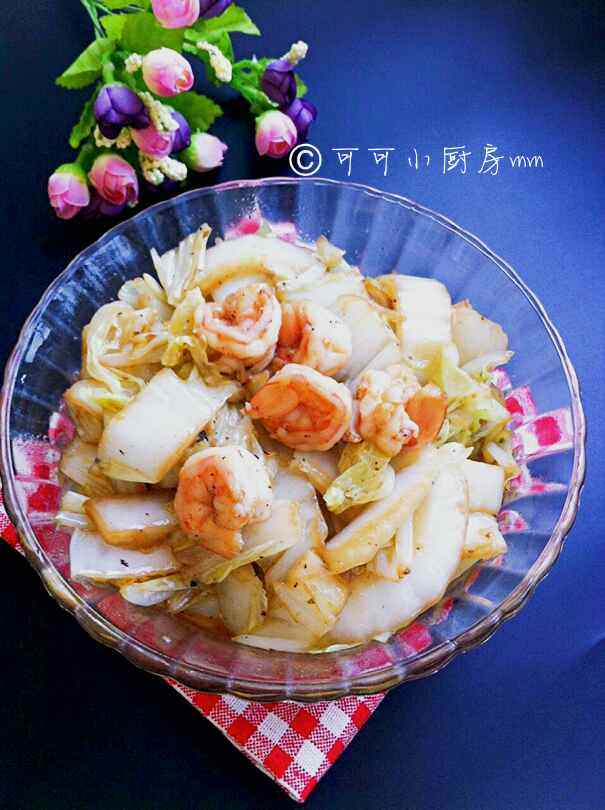豉油白菜炒虾仁步骤15