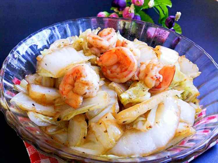 豉油白菜炒虾仁步骤14
