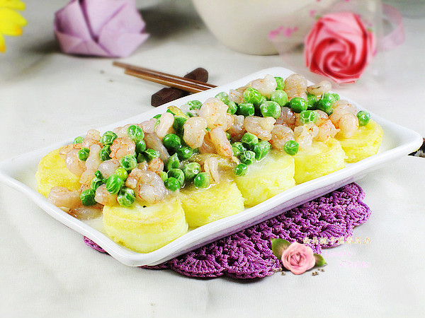 豌豆虾仁烩玉子豆腐步骤12