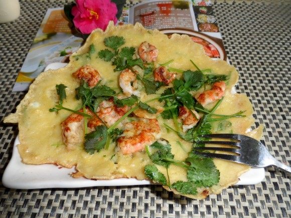 虾仁香菜煎饼步骤6