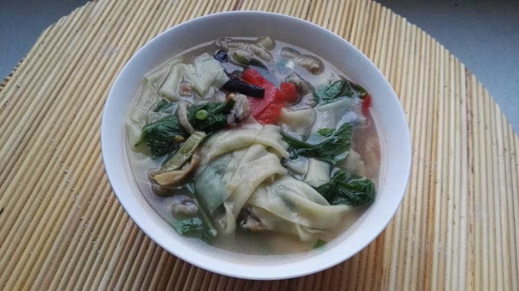 酸汤煎茄子彩色手擀面步骤18