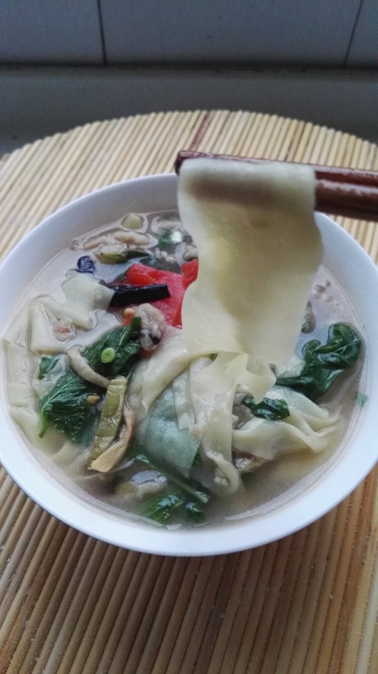 酸汤煎茄子彩色手擀面步骤19