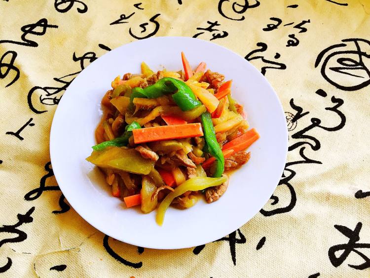 火腿肠肉丝炒茄子步骤14