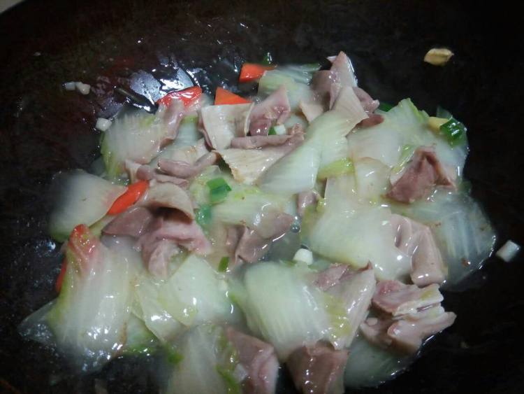 白菜熘肚片步骤6