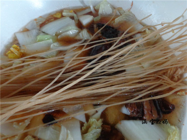 剩肉烩粉条步骤10