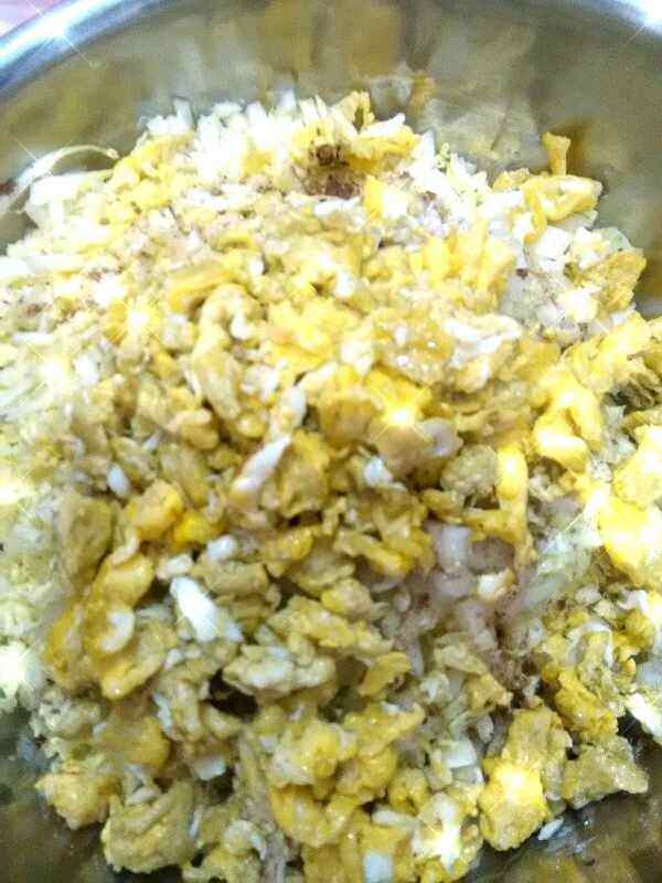 鸡蛋白菜素食饺步骤6