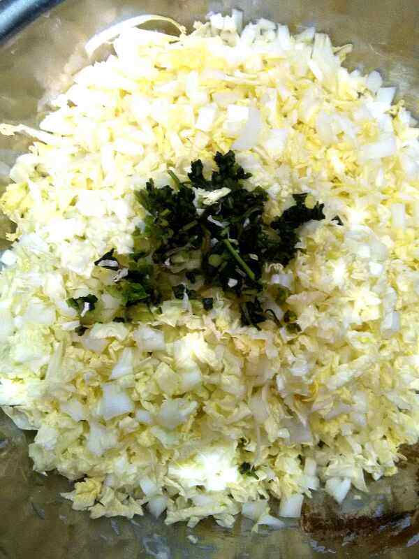 鸡蛋白菜素食饺步骤3