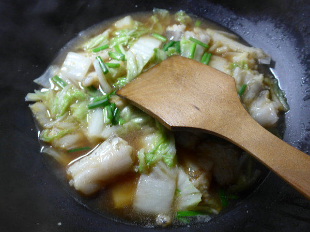 白菜煮虾潺步骤8