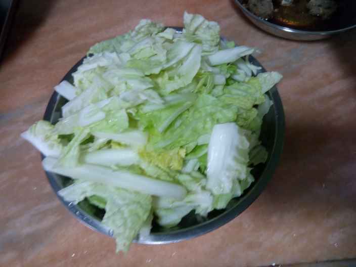 黑白菜鸡蛋炒粉步骤2