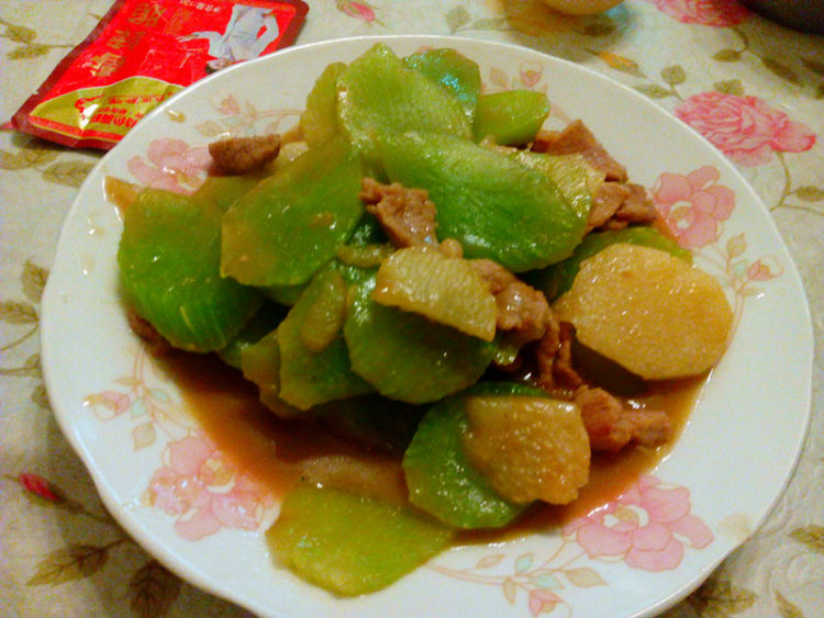 莴笋山药炒肉片步骤11