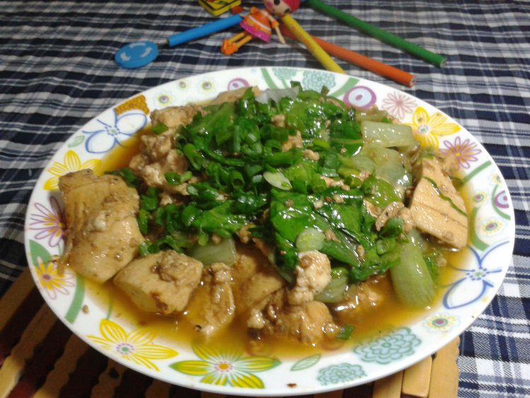 豆腐炒生菜步骤8