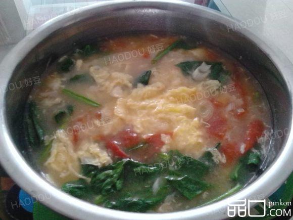 西红柿菠菜疙瘩汤