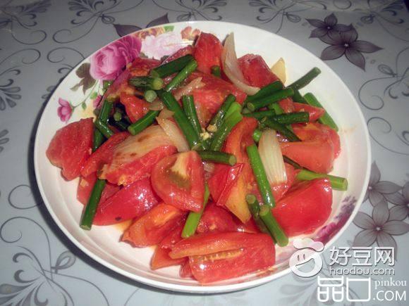 蒜苗炒西红柿
