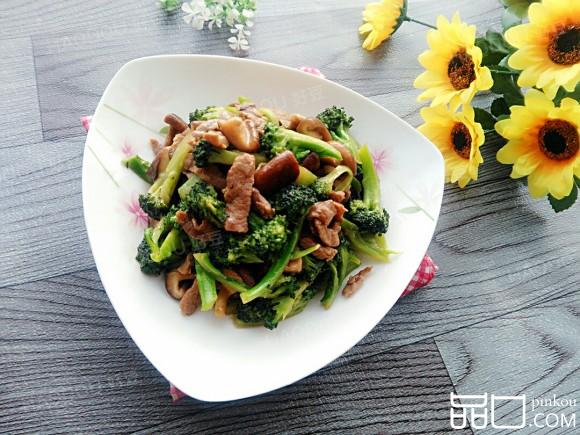 西兰花香菇滑肉片