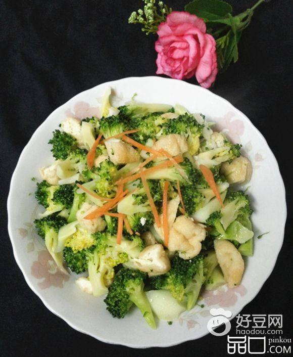 西兰花炒豆腐果
