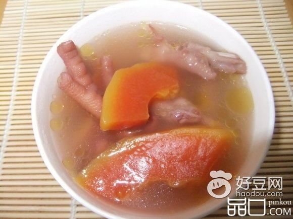 木瓜花生炖鸡脚
