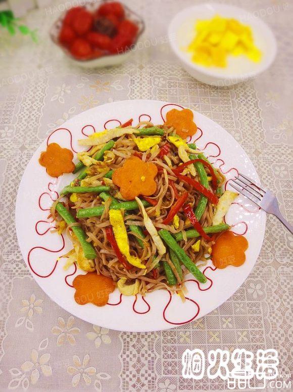 豆角炒紫薯面条