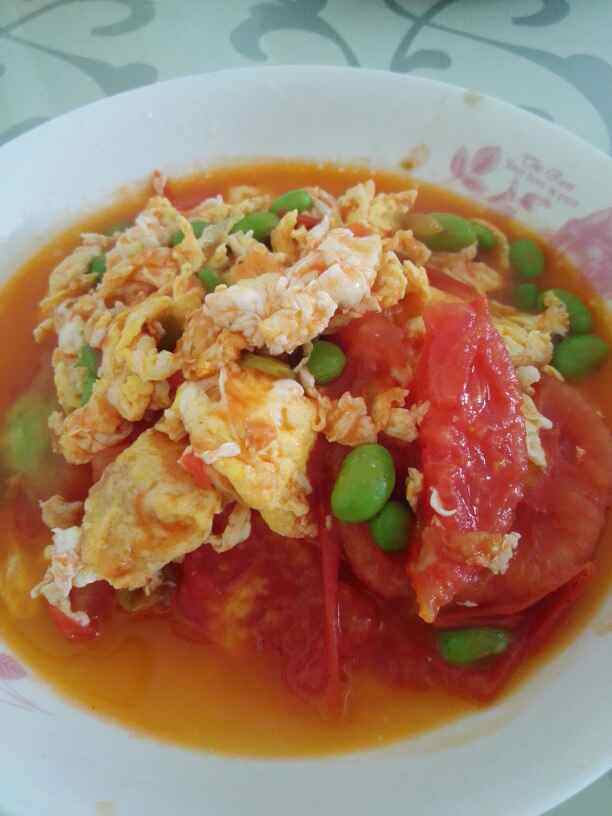 西红柿毛豆炒鸡蛋步骤7