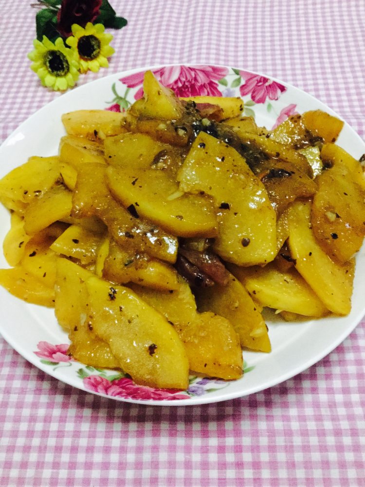 腊肠炒木瓜步骤7