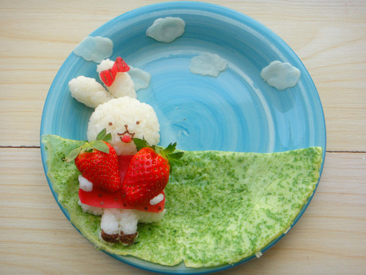 小兔子摘草莓餐盘步骤16