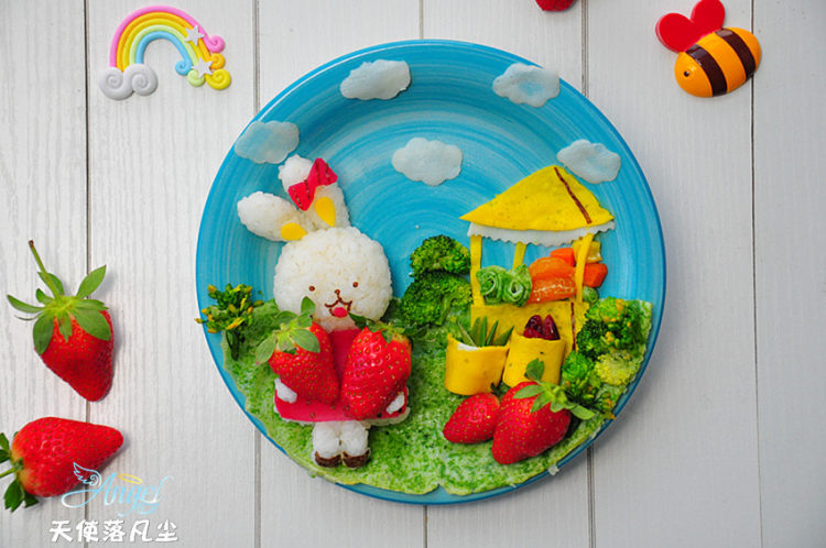 小兔子摘草莓餐盘步骤20