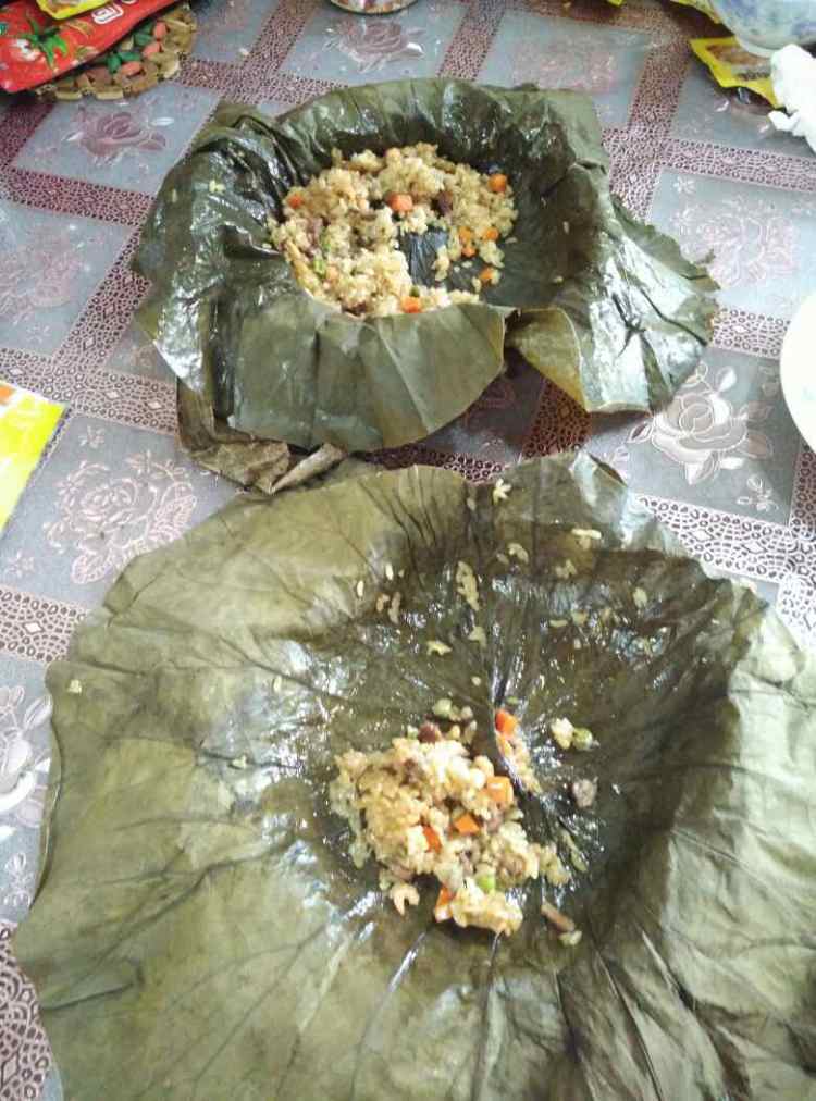 腊肠荷叶饭步骤13