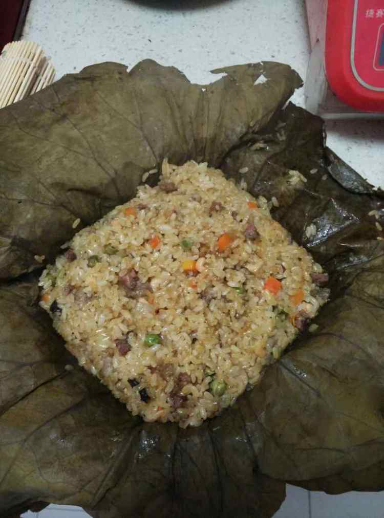 腊肠荷叶饭步骤12