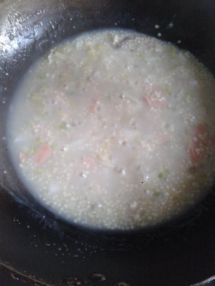 小米白菜火腿疙瘩汤步骤14