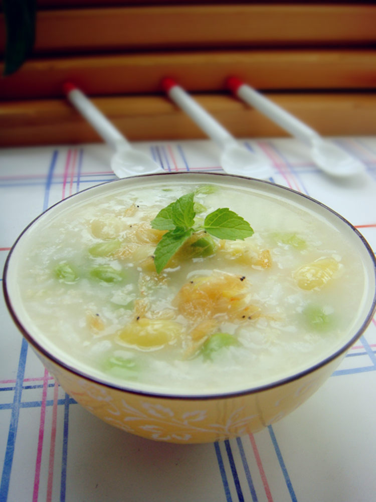 虾皮毛豆白果粥步骤14