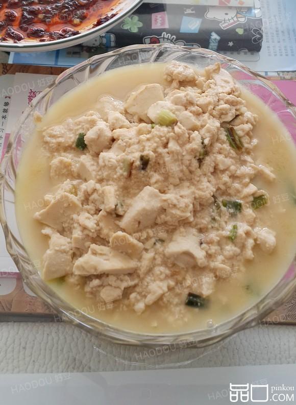 葱花扒豆腐