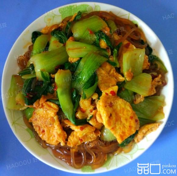 青菜鸡蛋炒粉条