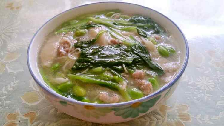 小青菜毛豆肉丝烂糊面步骤13