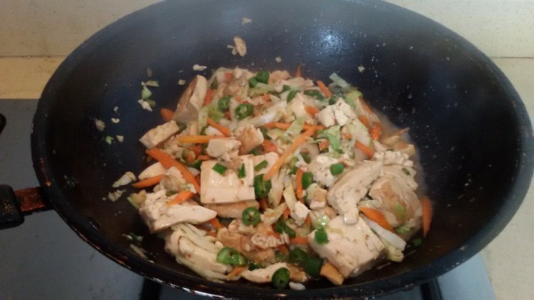青椒杂蔬煎豆腐步骤8