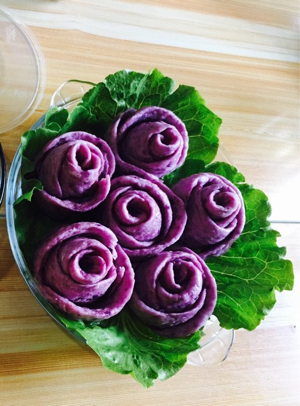 奶香紫薯玫瑰花卷步骤16