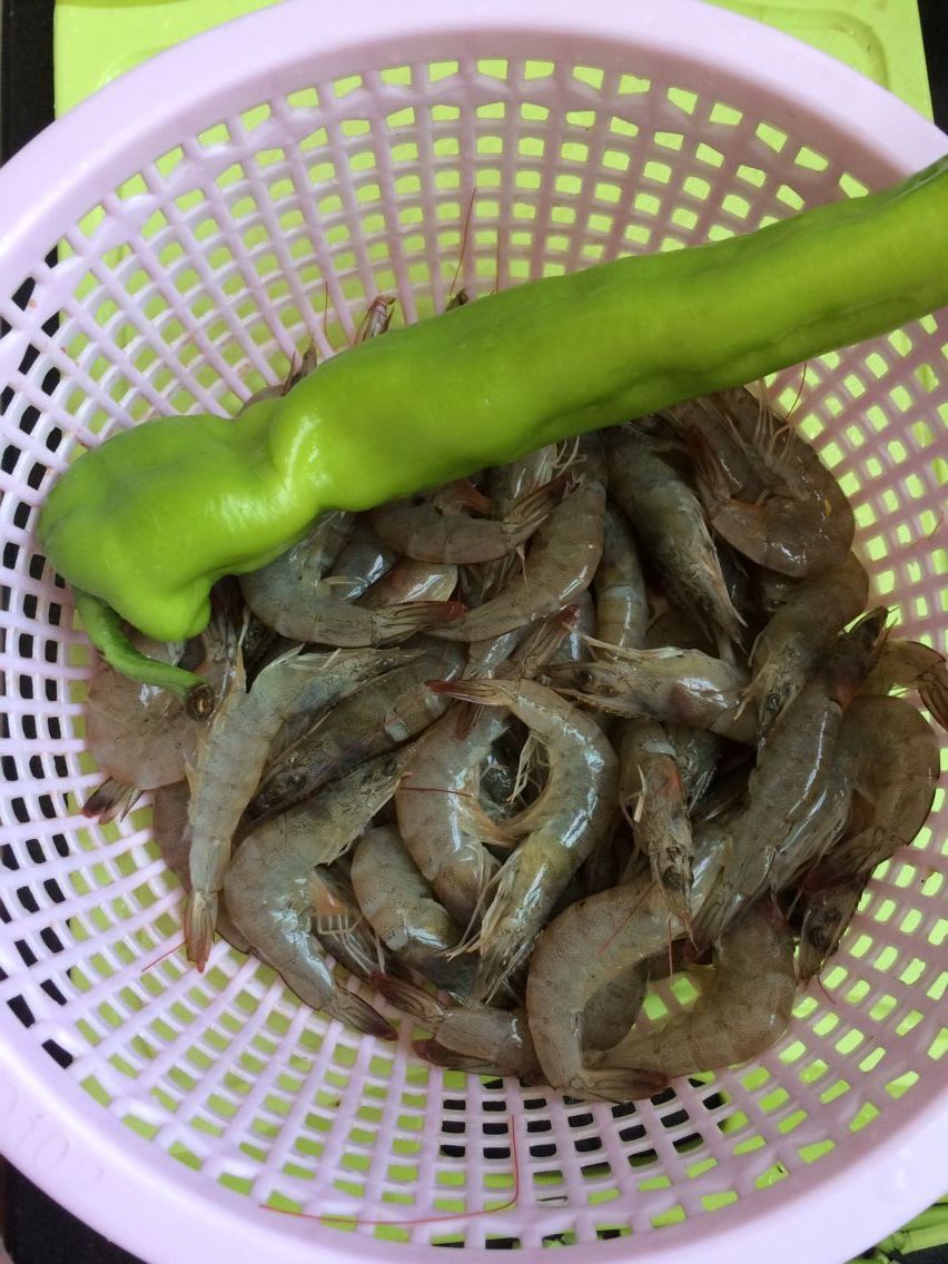 青椒炒虾步骤1