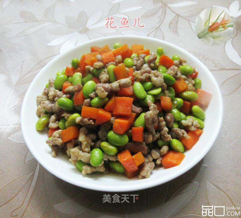 肉末胡萝卜炒毛豆