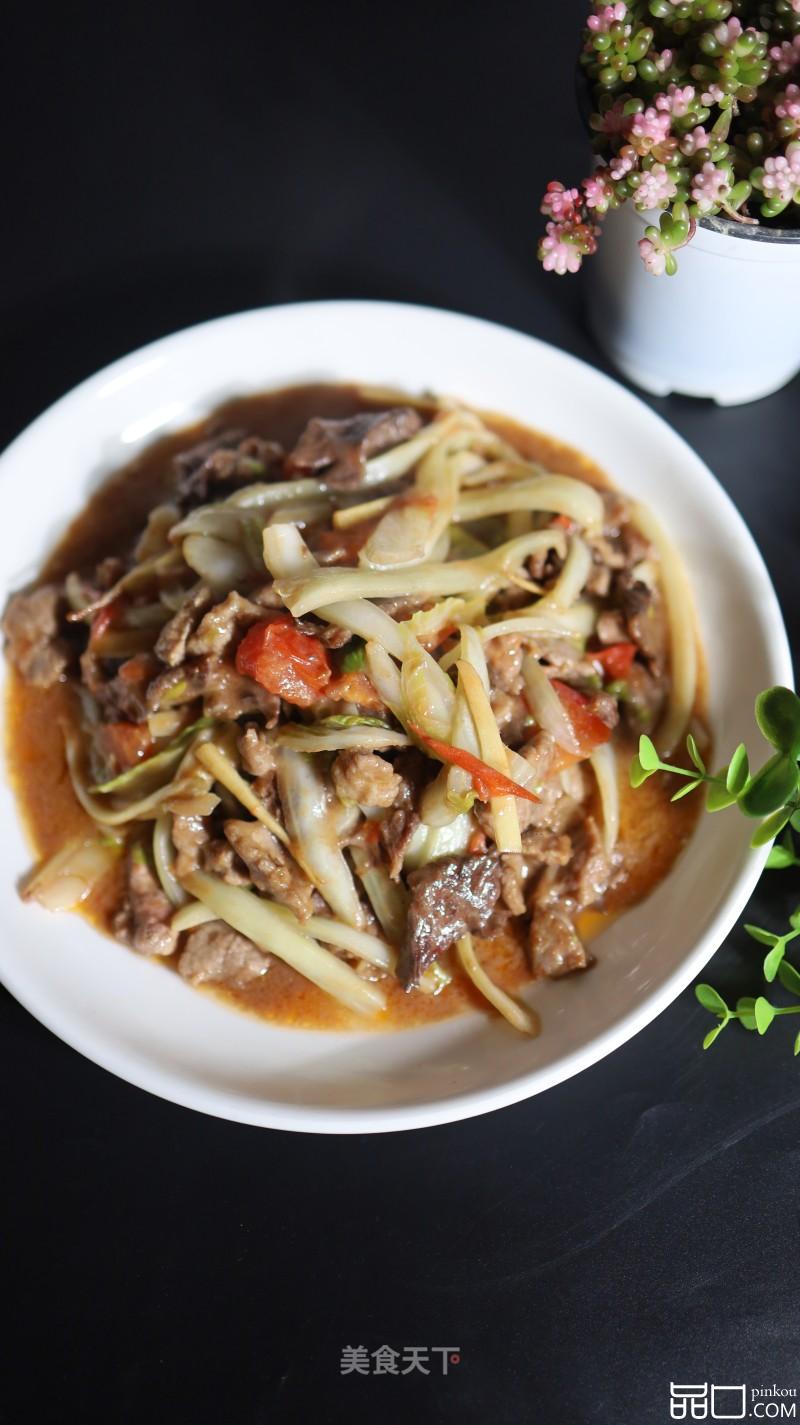 娃娃菜梗炒牛肉