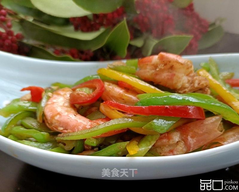 彩椒炒对虾