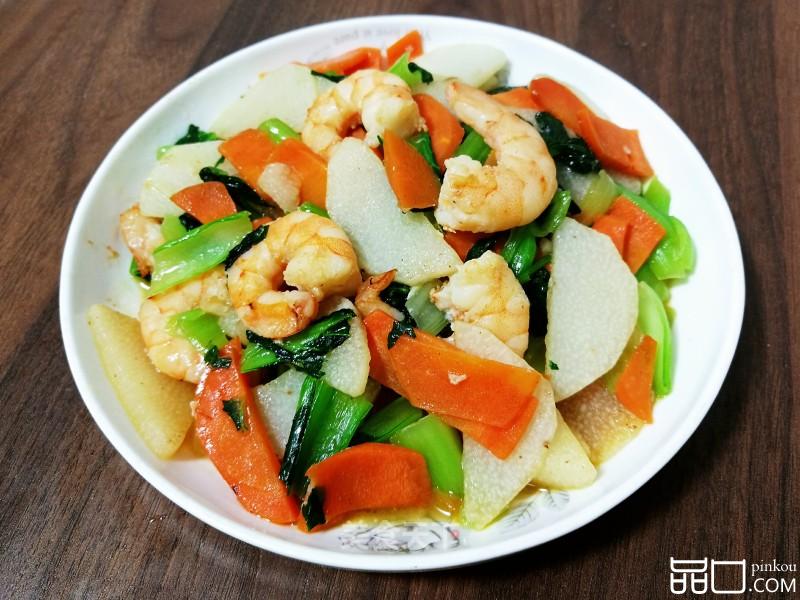 青菜山药炒虾仁